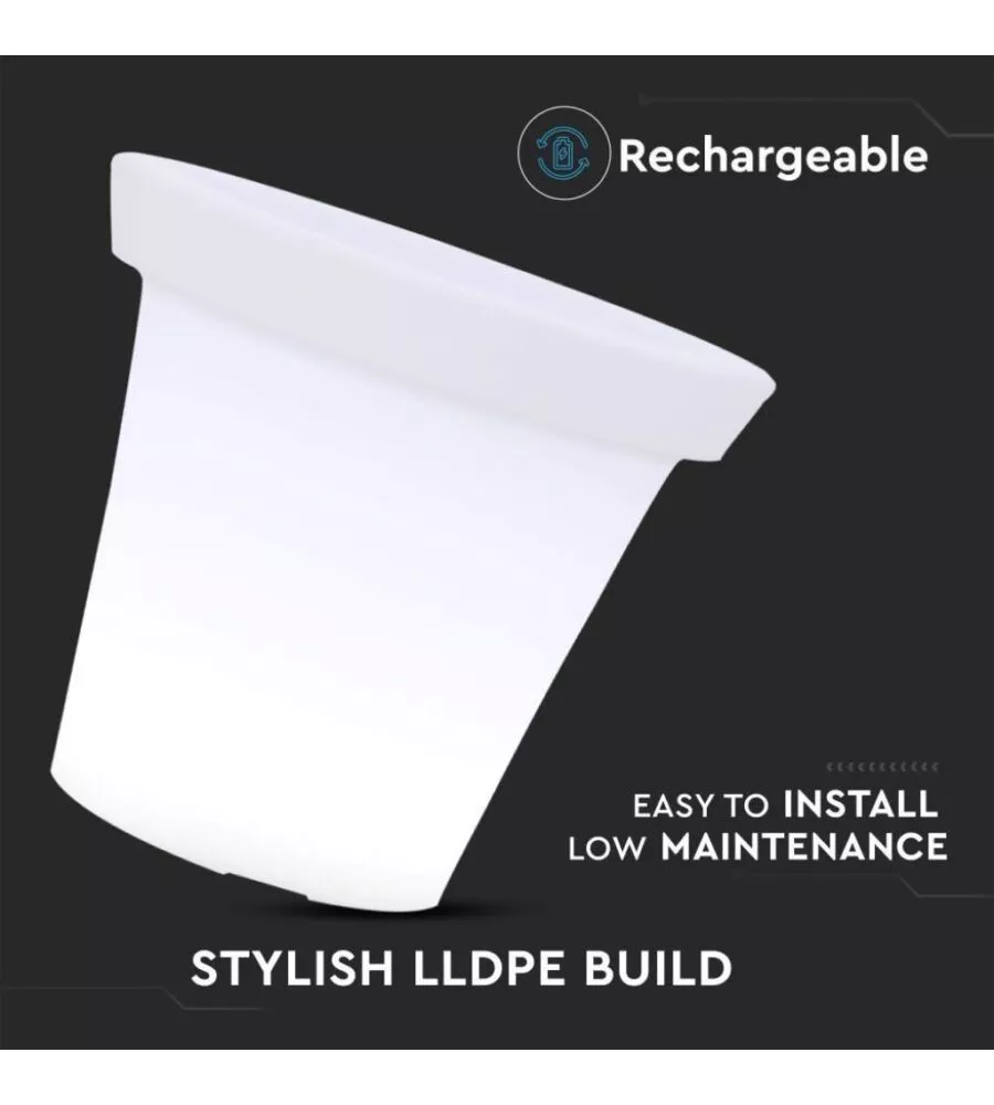 VASO DECORATIVO DA ESTERNO LUMINOSO LED RGB 35,5X32,5 CM